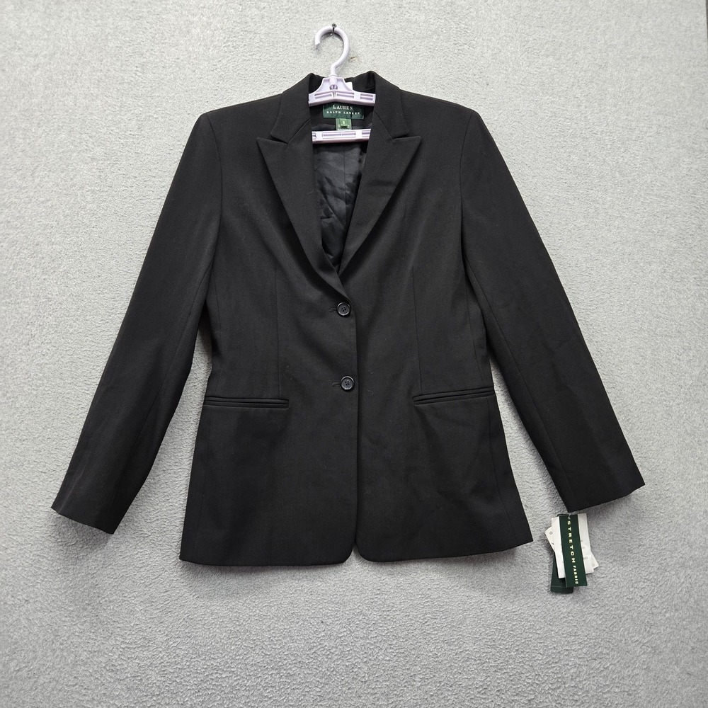 Lauren Ralph Lauren Women Blazer 8 Black Suit Jacket Business Career Collar NWT